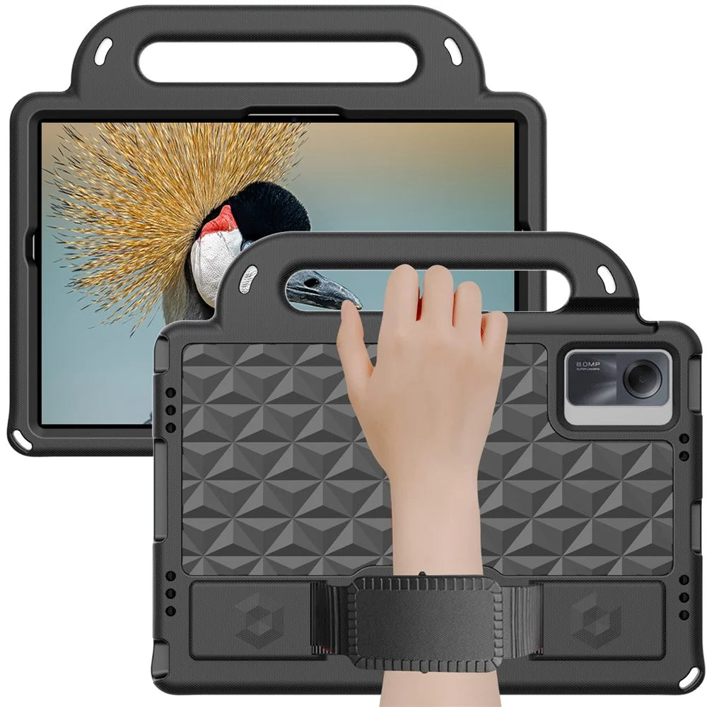 Rhombus Design EVA Case + Shoulder Strap for Samsung Galaxy Tab S9 FE / S9 / S8 / S7 / A11+ / A9+ / Xiaomi Pad 6 / Redmi Pad 2 11 / Lenovo Tab M11 - Black - 3