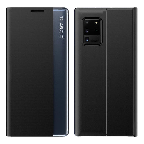 For Samsung Galaxy A52 4G / 5G / A52s 5G View Window Phone Case PU Leather Auto-Absorbed Stand Cover - Black - 1
