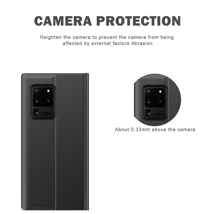 For Samsung Galaxy A52 4G / 5G / A52s 5G View Window Phone Case PU Leather Auto-Absorbed Stand Cover - Black - 4