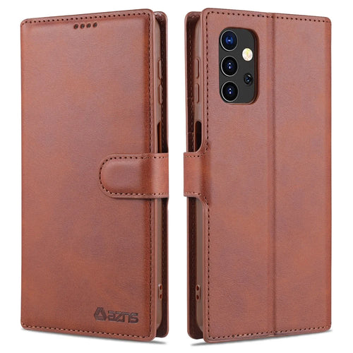 AZNS Dual-sided Magnetic Clasp Wallet Leather Stand Case for Samsung Galaxy A32 5G - Brown - 1