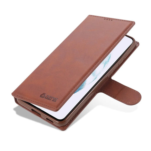 AZNS Dual-sided Magnetic Clasp Wallet PU Leather Stand Case for Samsung Galaxy S21 4G/5G - Brown - 2