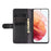 For Samsung Galaxy S21+ Phone Cases Genuine Split Leather Wallet Mobile Cover Stand - Black - 4
