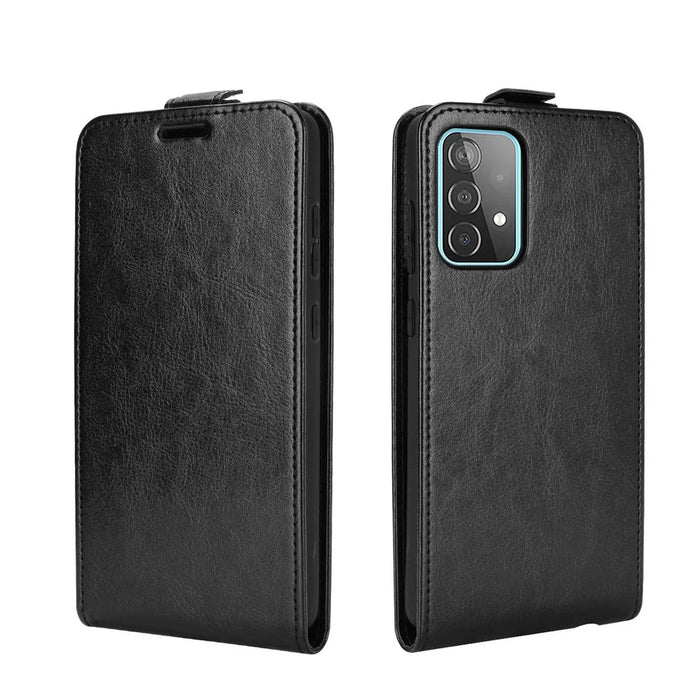 Crazy Horse Vertical Leather Shell for Samsung Galaxy A52 4G/5G / A52s 5G Card Holder Case - Black - 2