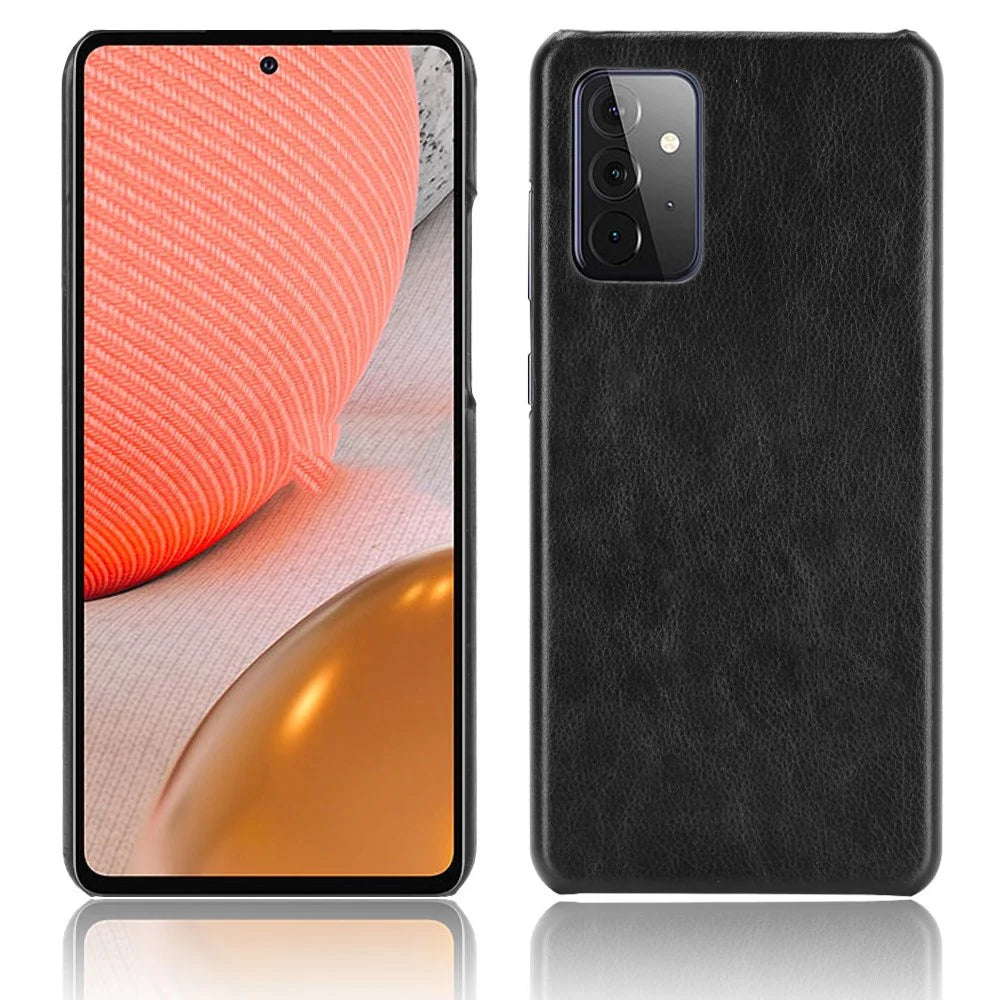 Litchi Texture PU Leather Coated PC Mobile Casing for Samsung Galaxy A72 5G / A72 4G - Black - 1