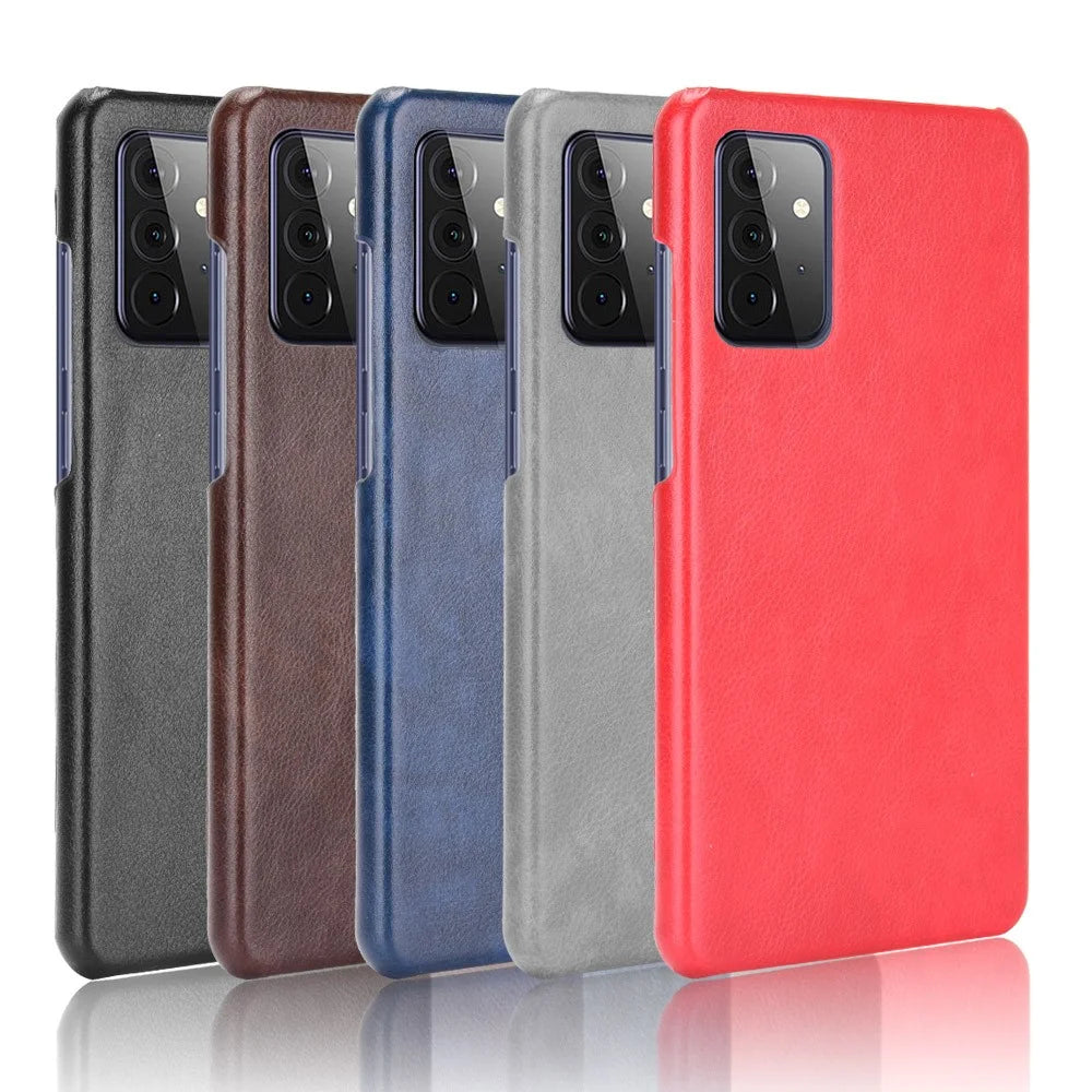 Litchi Texture PU Leather Coated PC Mobile Casing for Samsung Galaxy A72 5G / A72 4G - Black - 7