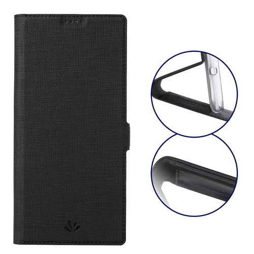 VILI DMK Double Card Holder Magnetic Clasp Leather Wallet Stand Cover for Samsung Galaxy A32 5G - Black - 1