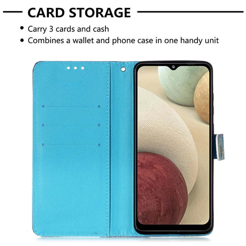 Lanyard Design Pattern Printing Design Leather Phone Case with Wallet and Stand for Samsung Galaxy A12 / M12 - Dreamcatcher - 4