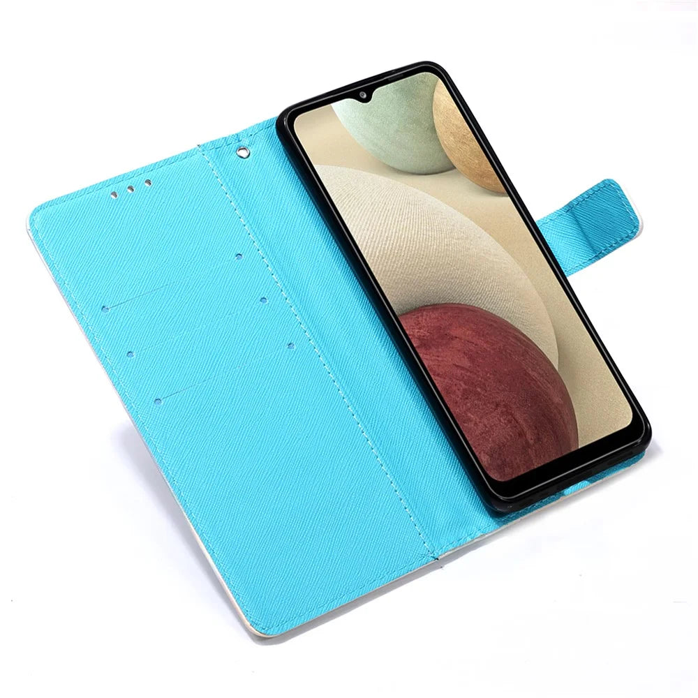 Lanyard Design Pattern Printing Design Leather Phone Case with Wallet and Stand for Samsung Galaxy A12 / M12 - Dreamcatcher - 6