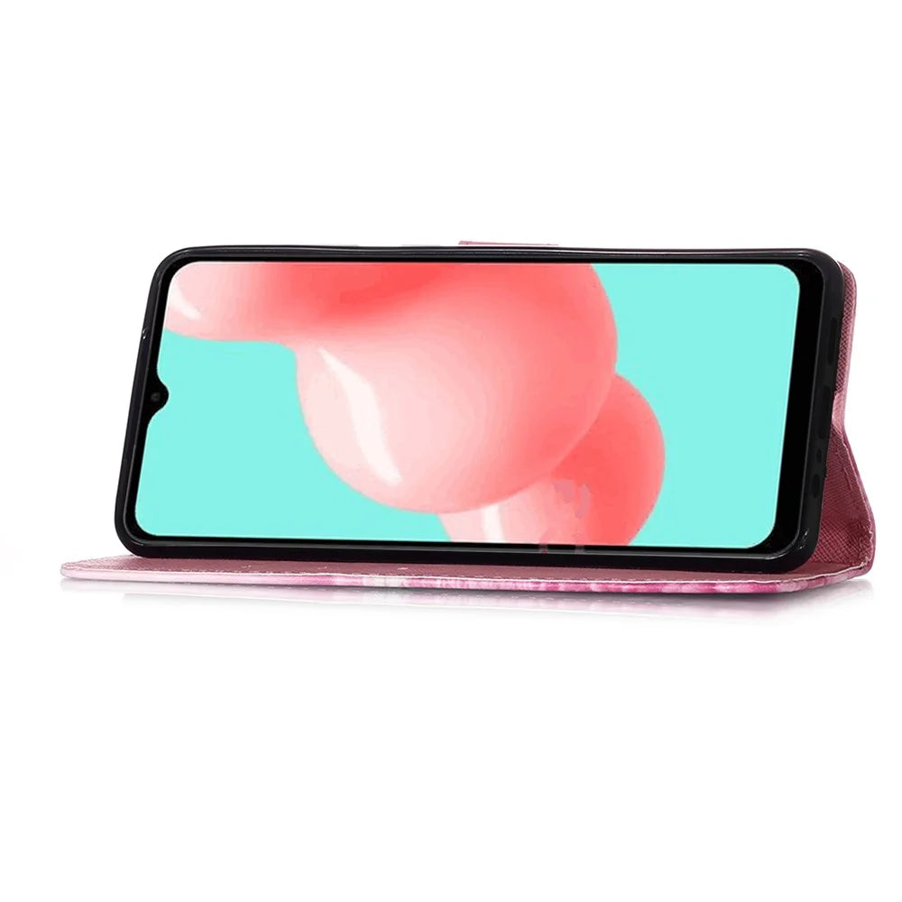 Pattern Printing Design Wallet Stand Leather Phone Case with Lanyard for Samsung Galaxy A32 5G - Sea Of Clouds / Colorful - 5