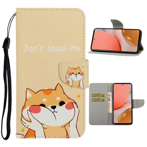 TPU + PU Leather Wallet Stand Phone Case with Lanyard for Samsung Galaxy A72 5G / A72 4G - Cat - 1
