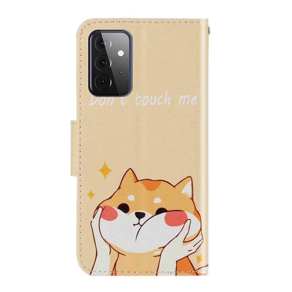 TPU + PU Leather Wallet Stand Phone Case with Lanyard for Samsung Galaxy A72 5G / A72 4G - Cat - 3