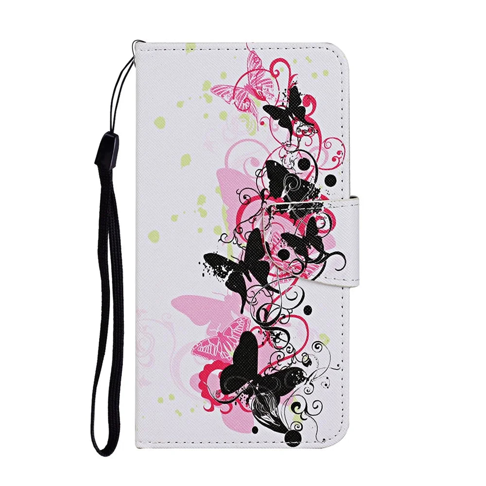 TPU + PU Leather Wallet Stand Phone Case with Lanyard for Samsung Galaxy A72 5G / A72 4G - Butterfly - 2