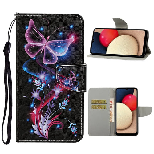 Pattern Printing TPU + PU Leather Wallet Stand Phone Case with Lanyard for Samsung Galaxy A52 4G/5G / A52s 5G - Beautiful Flower - 1