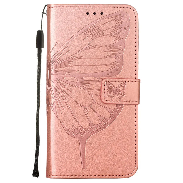 Imprint Butterfly Flower Pattern Wallet Stand Leather Case for Samsung Galaxy A52 4G/5G / A52s 5G - Rose Gold - 2