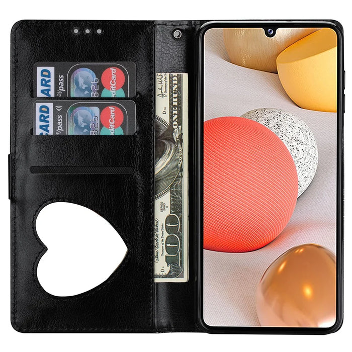 Flash Powder Zipper Pocket Wallet Flip Leather Phone Case with Strap for Samsung Galaxy A12 - Black - 6
