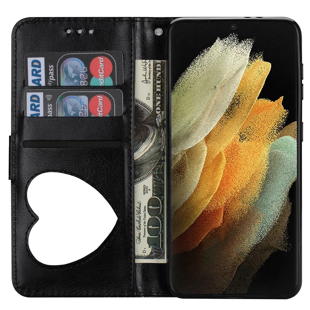 Flash Powder Zipper Pocket Wallet Flip Leather Phone Case with Strap for Samsung Galaxy S21 Ultra 5G - Black - 6