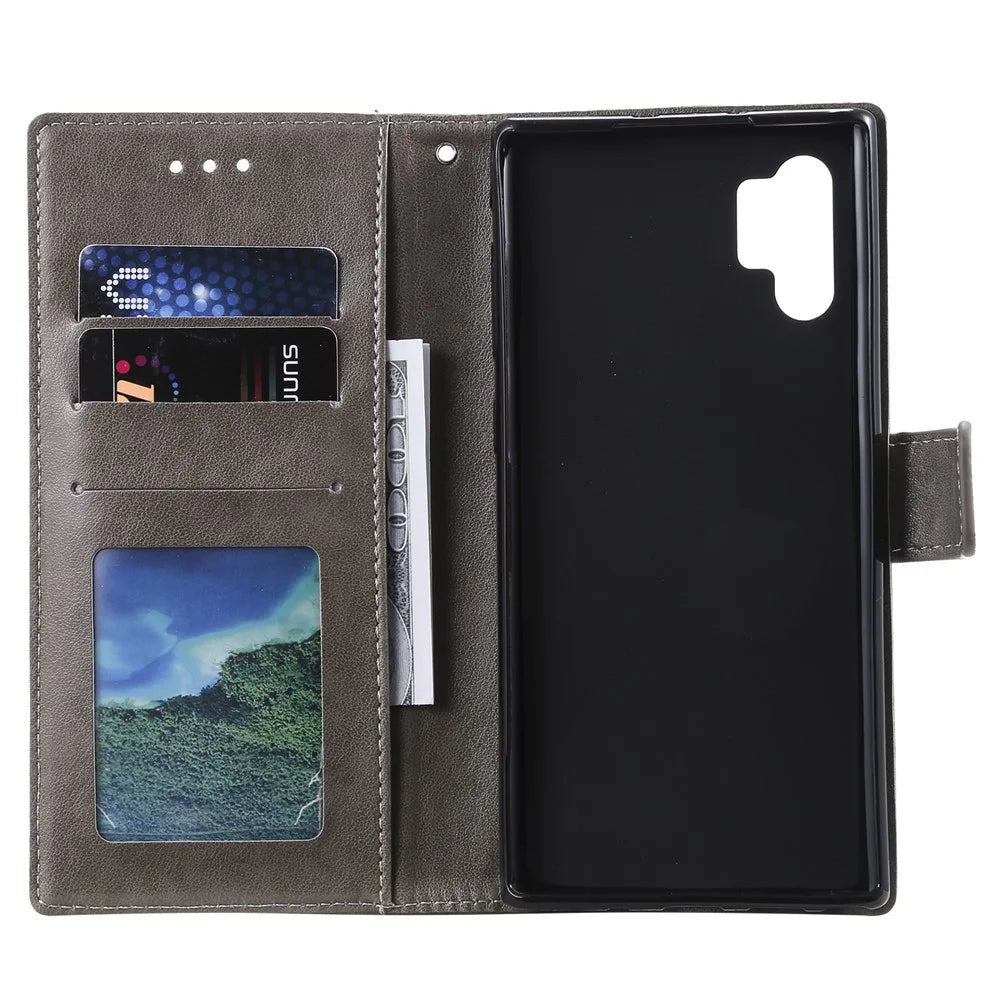 Imprinted Mandala Flower Wallet Stand Function Leather Case with Strap for Samsung Galaxy A32 5G - Grey - 4