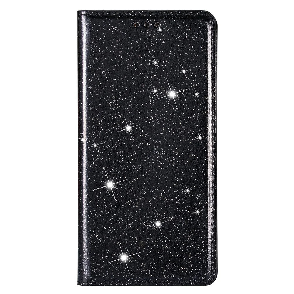 Flash Powder Auto-absorbed Ultra-thin Leather Shell for Samsung Galaxy S21 Ultra 5G - Black - 3