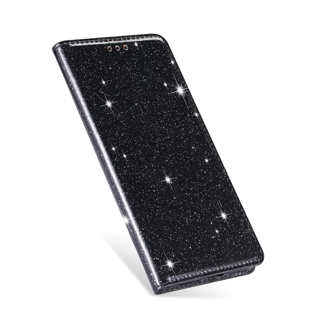 Flash Powder Auto-absorbed Ultra-thin Leather Shell for Samsung Galaxy S21 Ultra 5G - Black - 4
