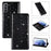 Flash Powder Auto-absorbed Ultra-thin Leather Stand Case for Samsung Galaxy S21 4G/5G - Black - 1