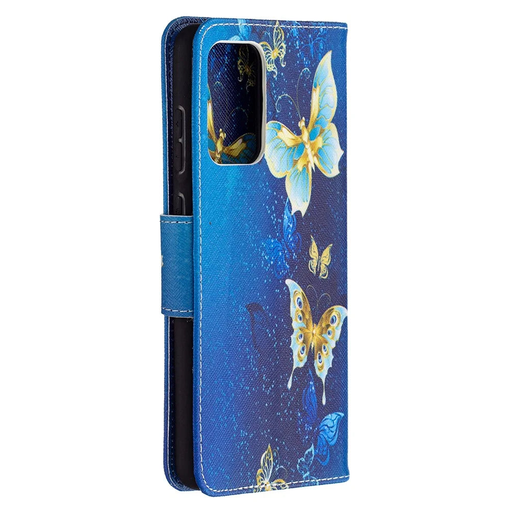 Wallet Pattern Printing Stand Flip Leather Phone Protective Shell for Samsung Galaxy A72 5G - Golden Butterfly - 3