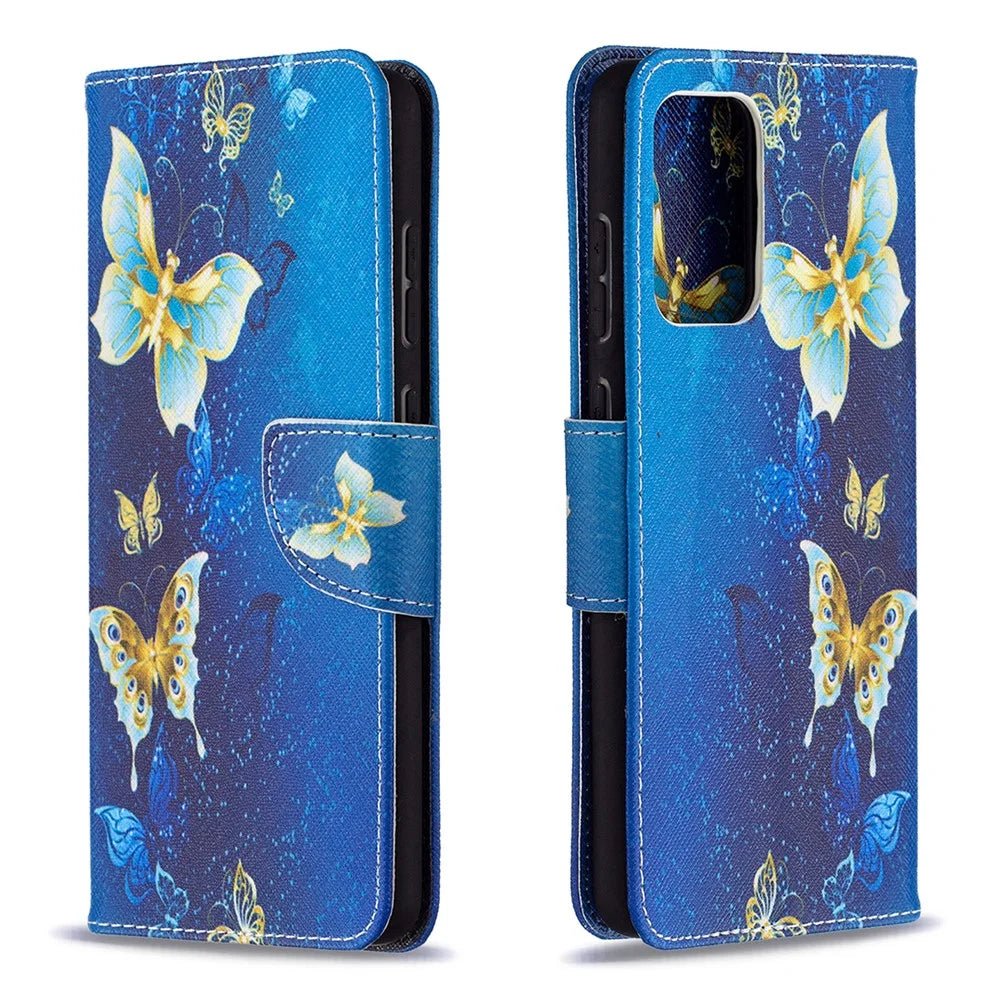 Wallet Pattern Printing Stand Flip Leather Phone Protective Shell for Samsung Galaxy A72 5G - Golden Butterfly - 4