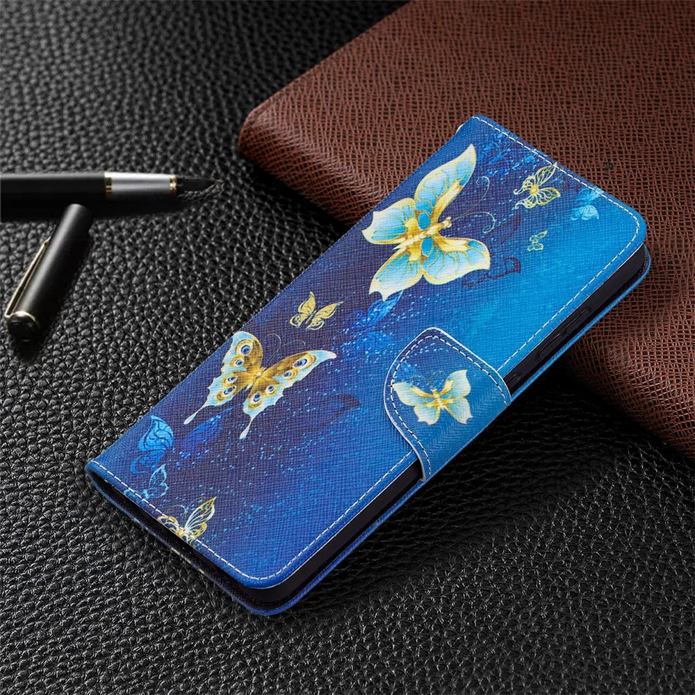 Wallet Pattern Printing Stand Flip Leather Phone Protective Shell for Samsung Galaxy A72 5G - Golden Butterfly - 7