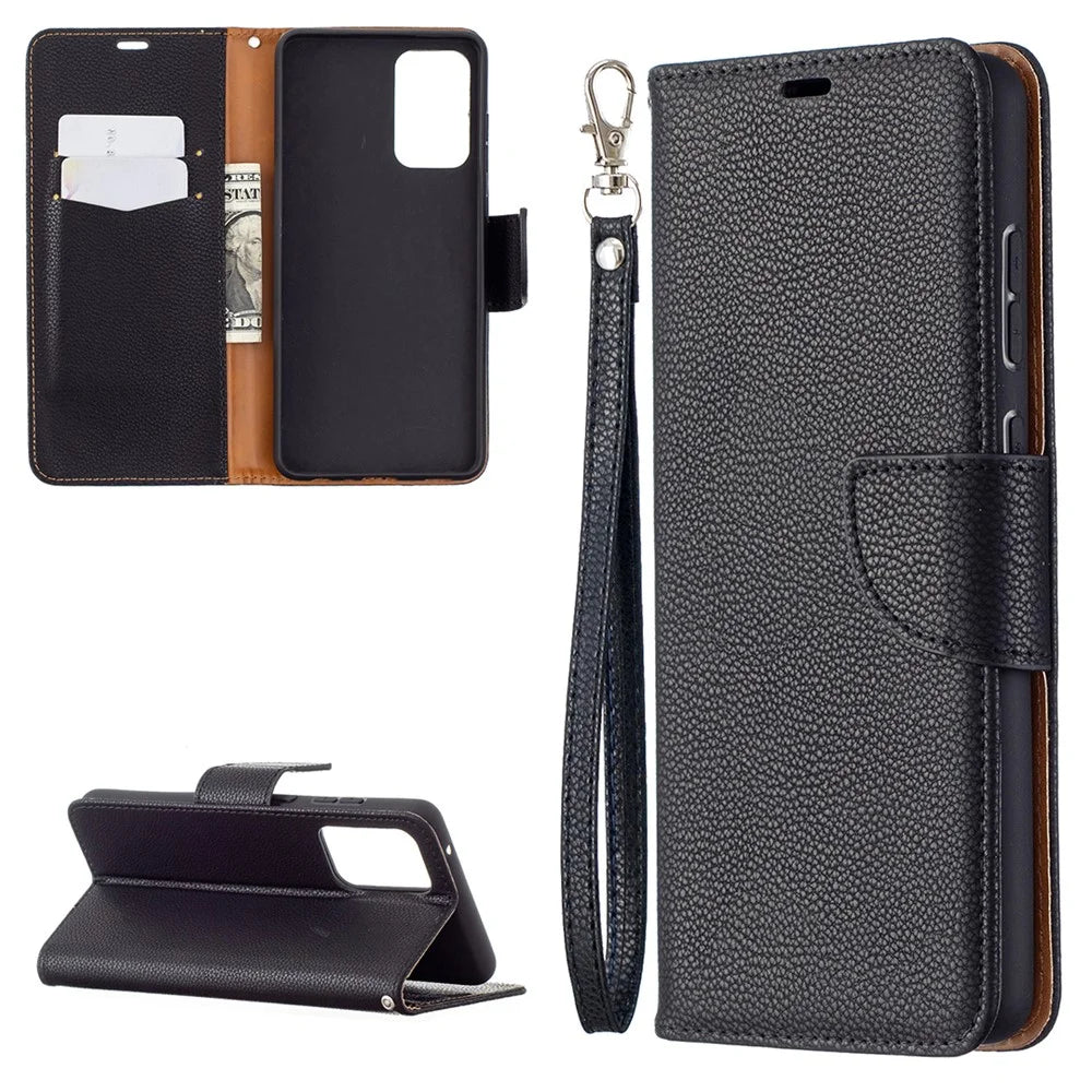 Litchi Surface with Wallet Leather Stand Case for Samsung Galaxy A72 5G / A72 4G - Black - 1