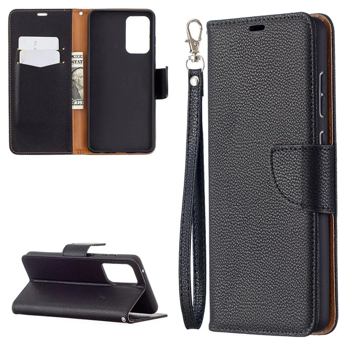 Litchi Surface with Wallet Leather Stand Case for Samsung Galaxy A72 5G / A72 4G - Black - 1