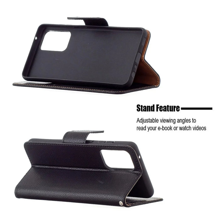 Litchi Surface with Wallet Leather Stand Case for Samsung Galaxy A72 5G / A72 4G - Black - 5