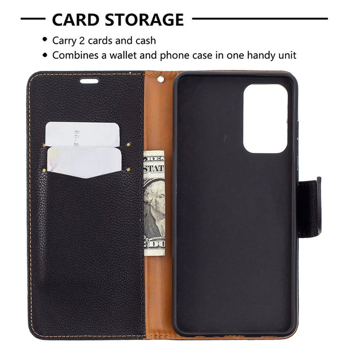 Litchi Surface with Wallet Leather Stand Case for Samsung Galaxy A72 5G / A72 4G - Black - 6