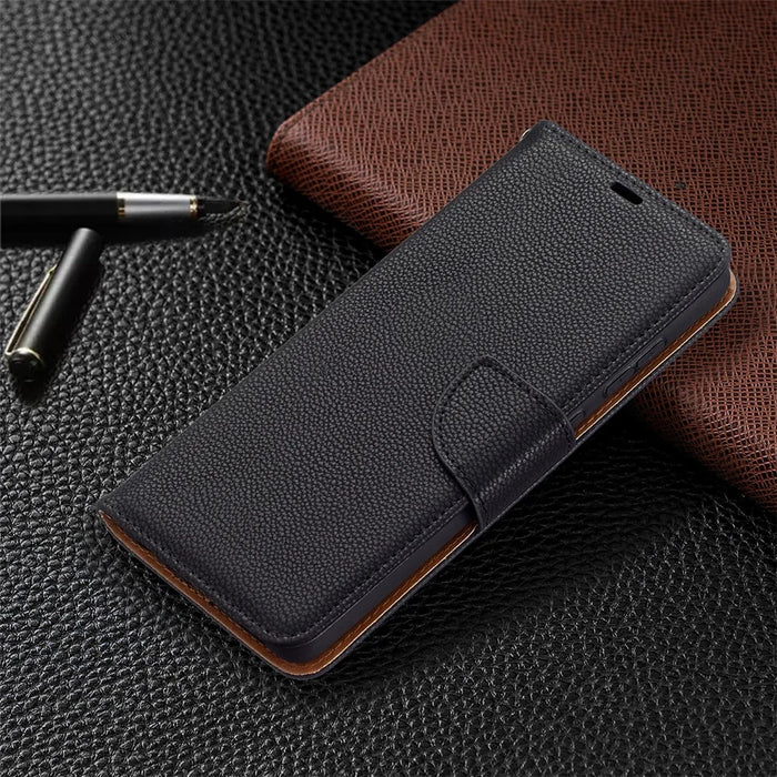 Litchi Surface with Wallet Leather Stand Case for Samsung Galaxy A72 5G / A72 4G - Black - 7