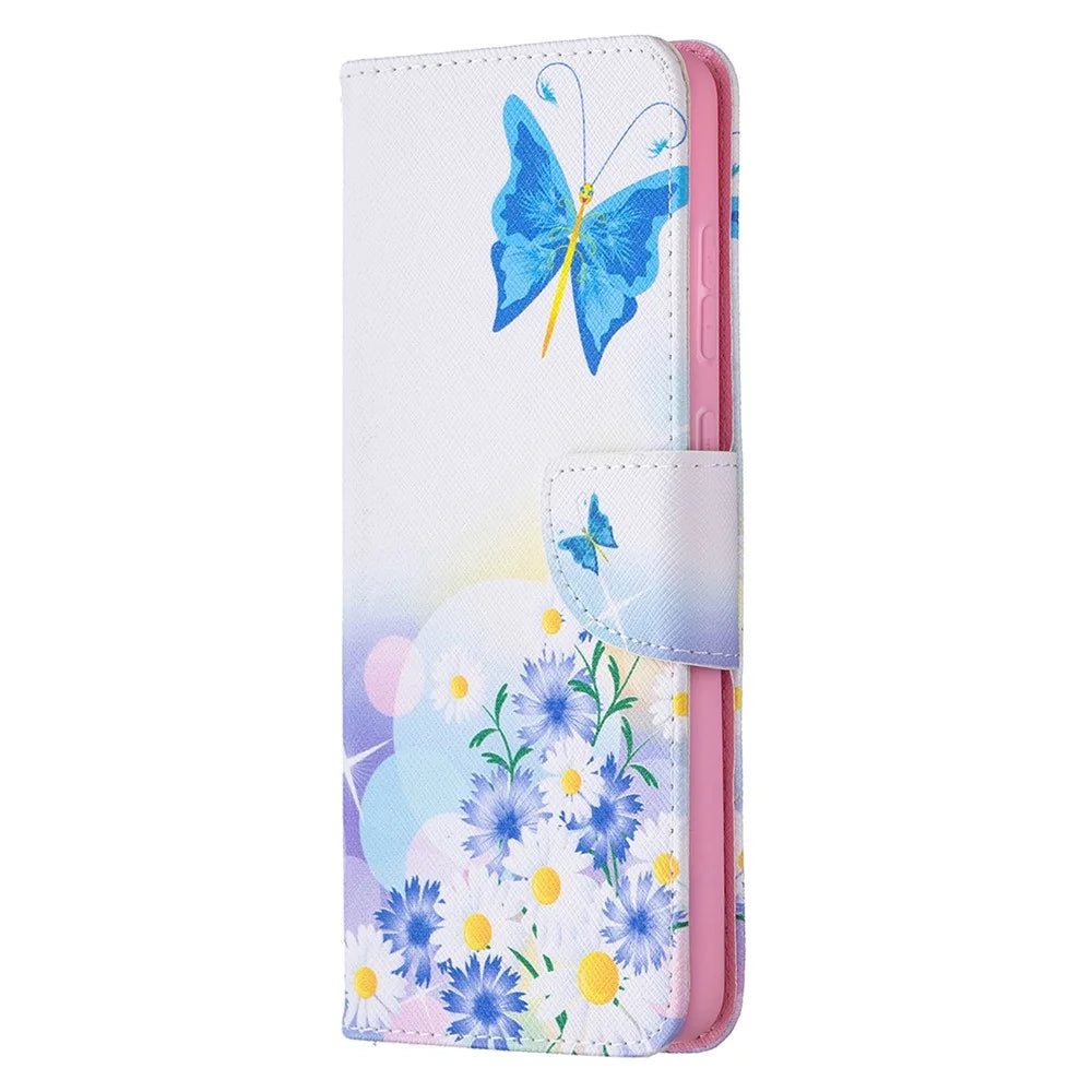 Hot Style Wallet Pattern Printing Stand Phone Case Cover for Samsung Galaxy A72 5G - Butterfly and Flower - 2