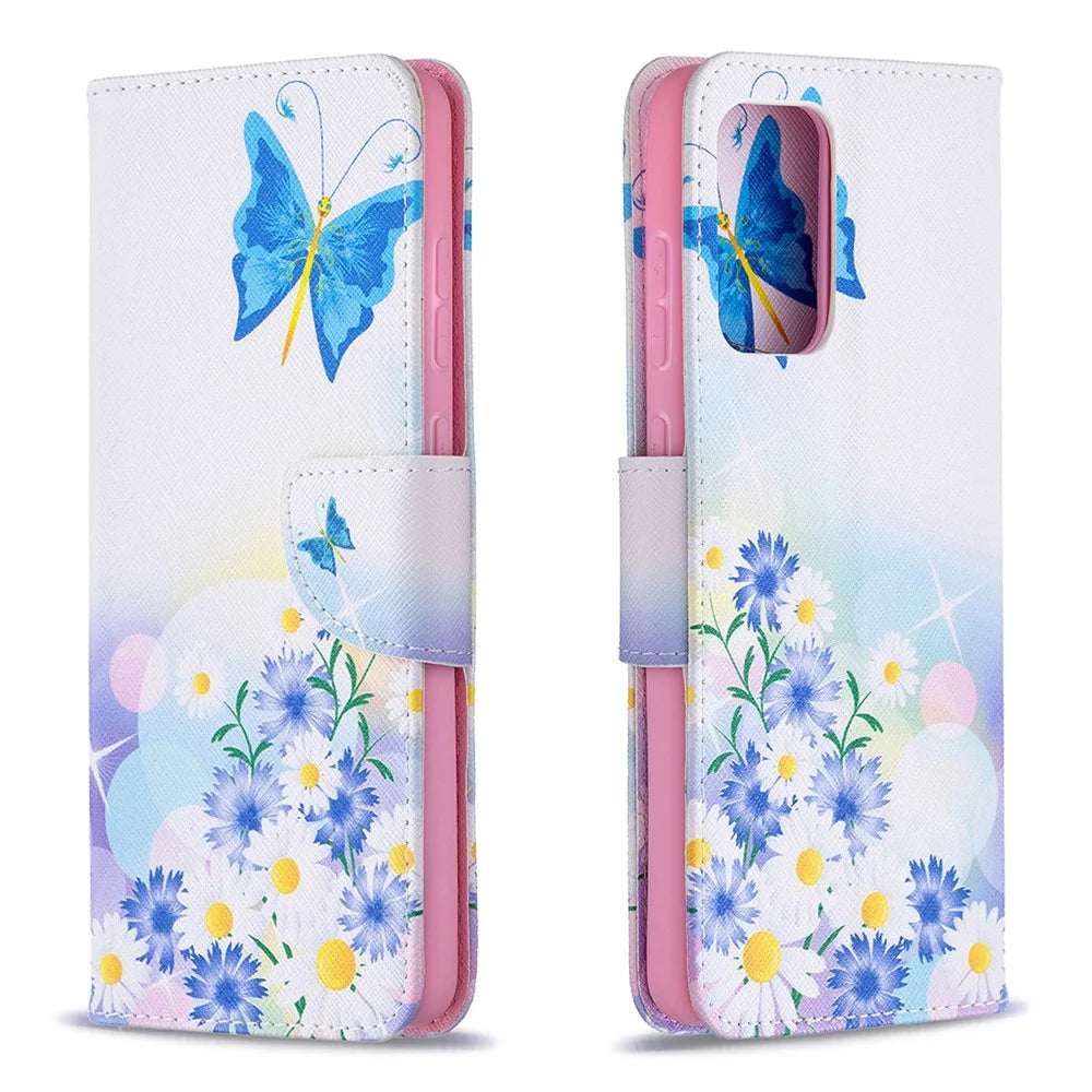 Hot Style Wallet Pattern Printing Stand Phone Case Cover for Samsung Galaxy A72 5G - Butterfly and Flower - 4