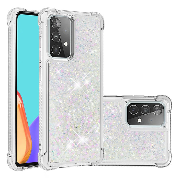 TPU Anti-scratch Dynamic Quicksand Cover Shell for Samsung Galaxy A52 4G/5G / A52s 5G - White - 1