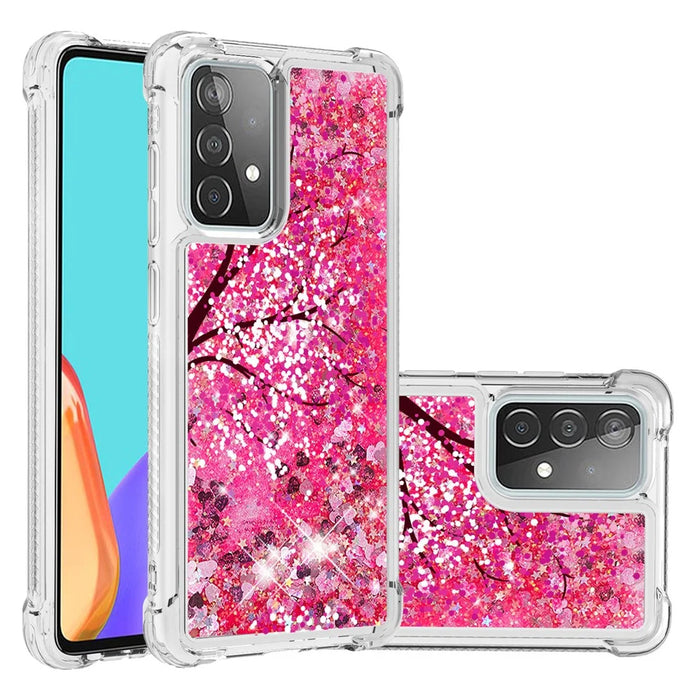 Patterned Quicksand Shockproof Protector for Samsung Galaxy A52 4G/5G / A52s 5G TPU Shell - Flower - 1