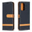 For Samsung Galaxy A52 4G/5G / A52s 5G Color Splicing Jeans Cloth Surface Wallet Leather Phone Cover - Black - 4