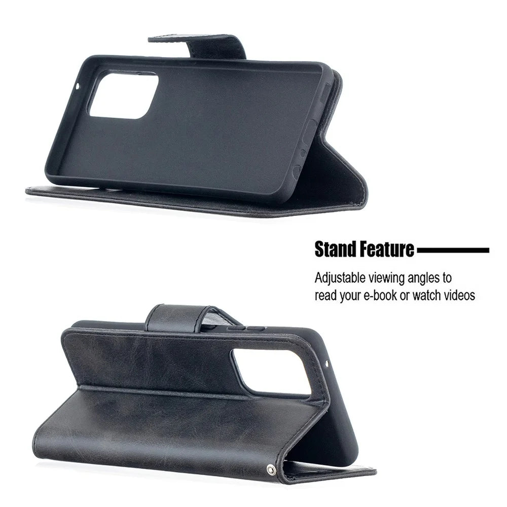 PU Leather Wallet Stylish Smartphone Case for Samsung Galaxy A52 4G/5G / A52s 5G - Black - 5