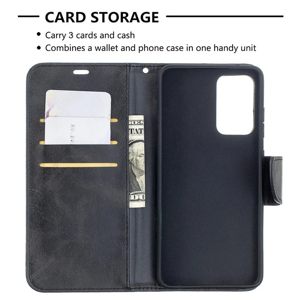 PU Leather Wallet Stylish Smartphone Case for Samsung Galaxy A52 4G/5G / A52s 5G - Black - 6