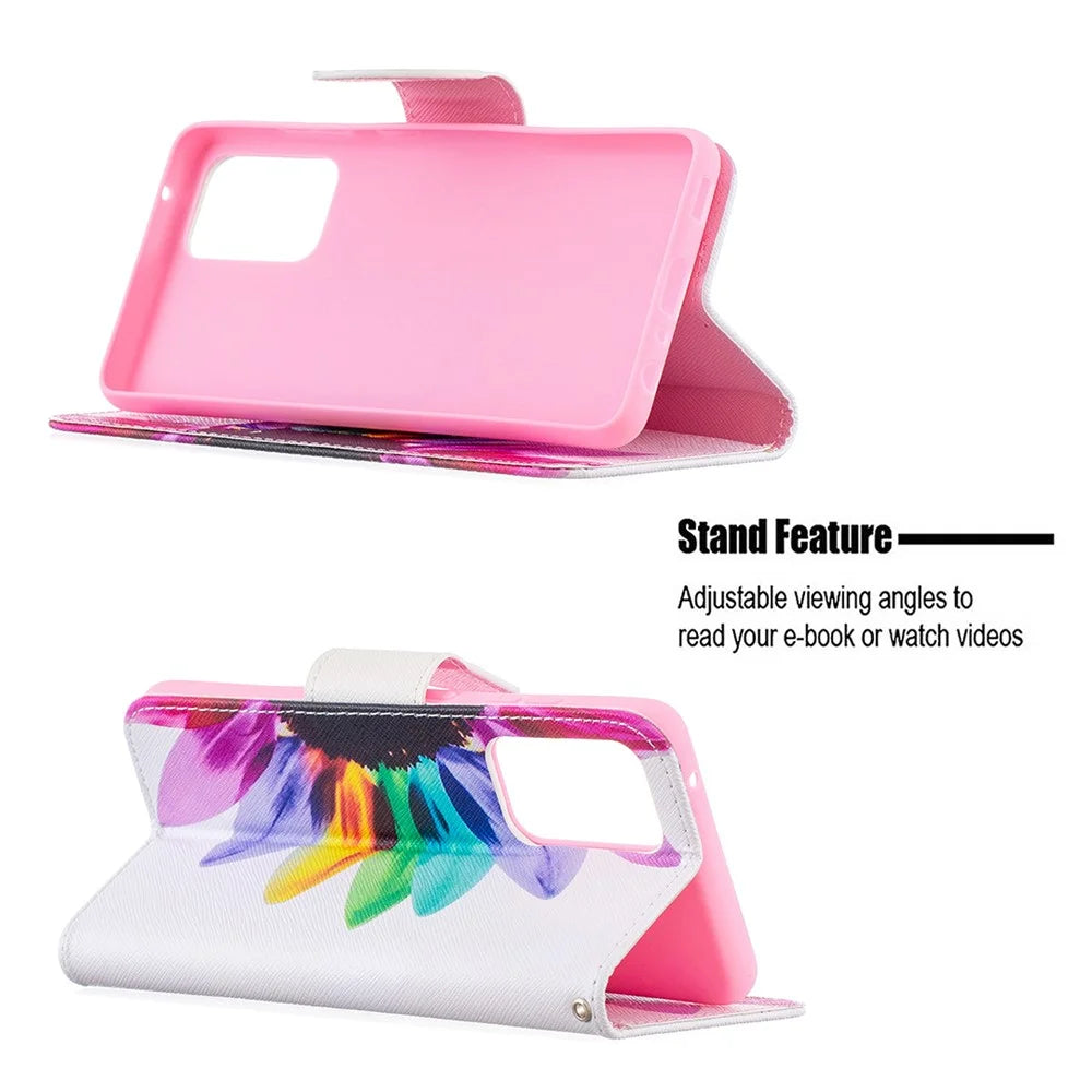Stand Design Pattern Printing Cover Case for Samsung Galaxy A52 4G/5G / A52s 5G - Flower - 3