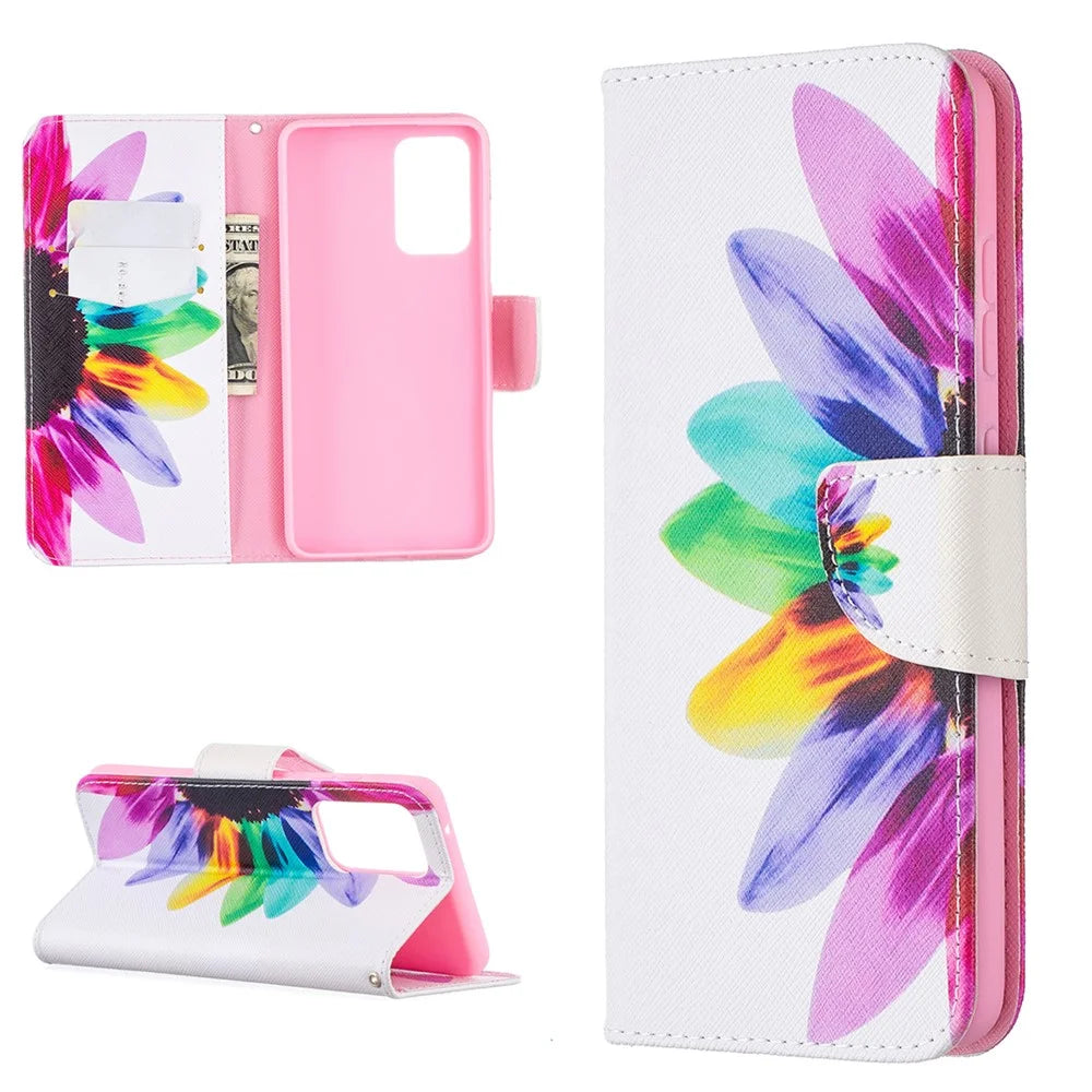Stand Design Pattern Printing Cover Case for Samsung Galaxy A52 4G/5G / A52s 5G - Flower - 6