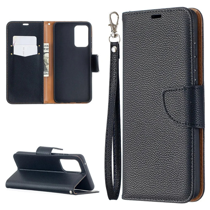 Litchi Surface with Wallet Leather Stand Case for Samsung Galaxy A52 4G/5G / A52s 5G - Black - 1
