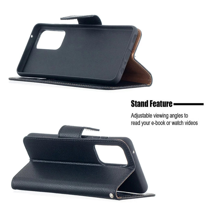 Litchi Surface with Wallet Leather Stand Case for Samsung Galaxy A52 4G/5G / A52s 5G - Black - 5