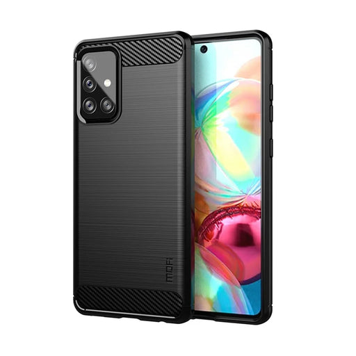 MOFI Carbon Fiber Brushed TPU Cover for Samsung Galaxy A72 5G / A72 4G - Black - 1