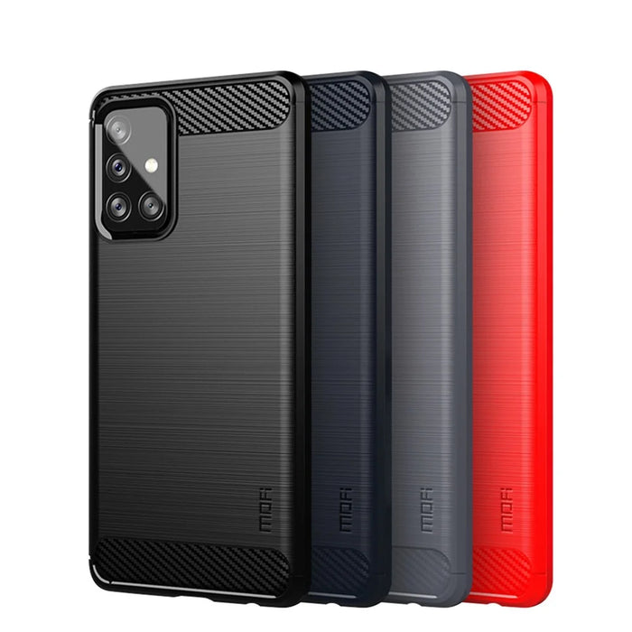 MOFI Carbon Fiber Brushed TPU Cover for Samsung Galaxy A72 5G / A72 4G - Black - 3