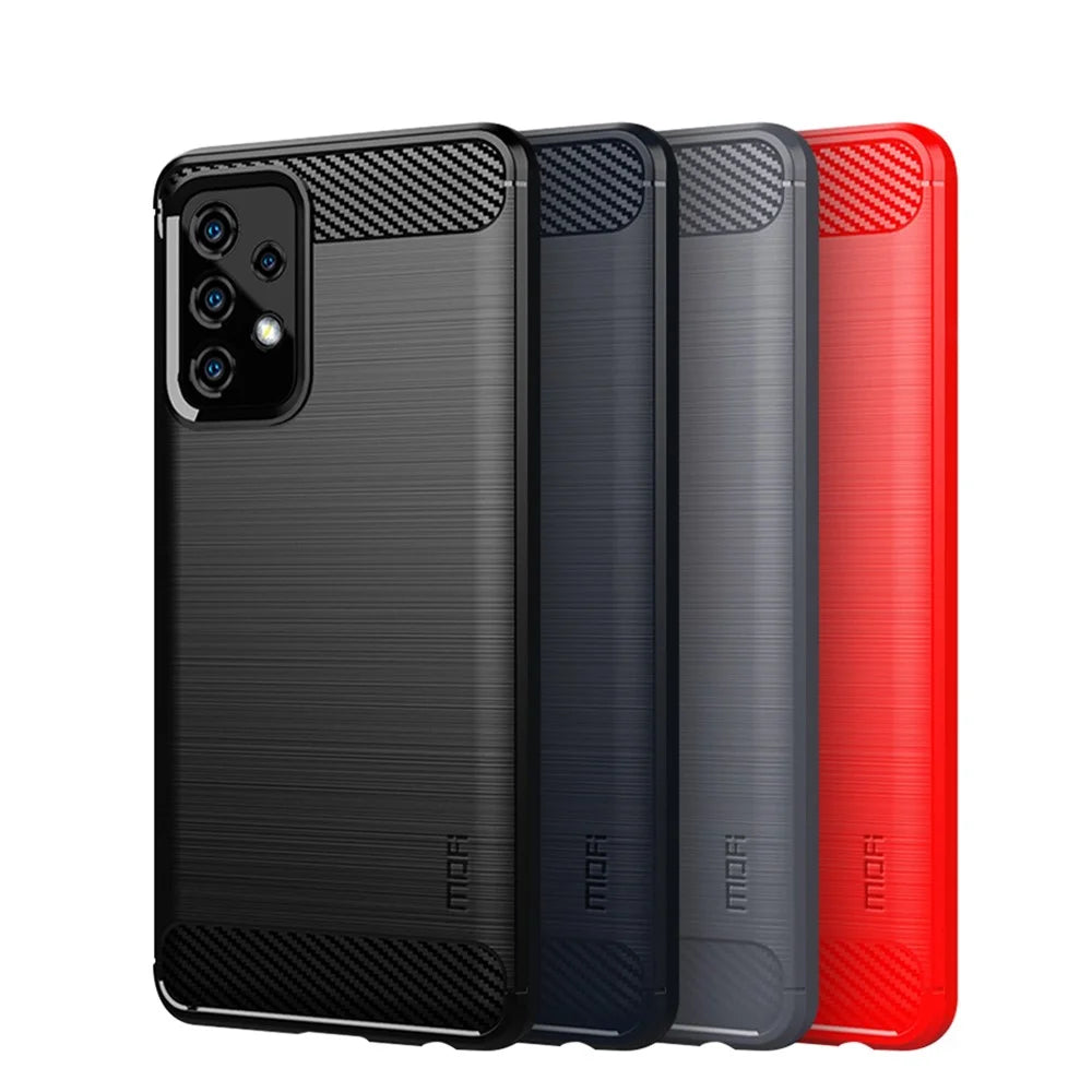 MOFI Carbon Fiber Brushed TPU Cover for Samsung Galaxy A52 4G/5G / A52s 5G - Black - 3