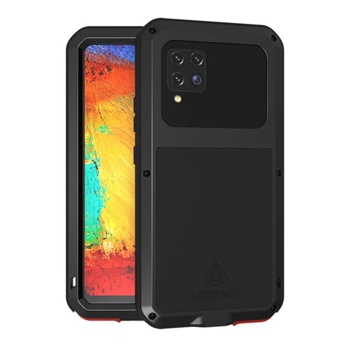LOVE MEI Shockproof Dropproof Dustproof Case with Temepered Glass Film for Samsung Galaxy A42 5G - Black - 1