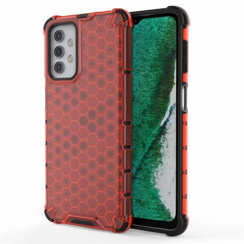 For Samsung Galaxy A32 5G Honeycomb Pattern Shock-proof TPU + PC Combo Case - Red - 1