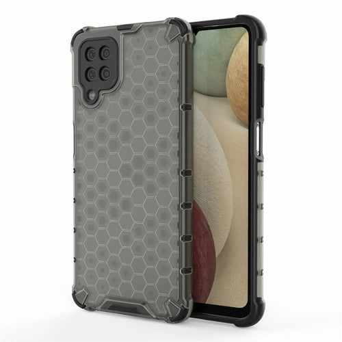Honeycomb Pattern for Samsung Galaxy A12 Shock-proof TPU + PC Combo Case - Black - 1