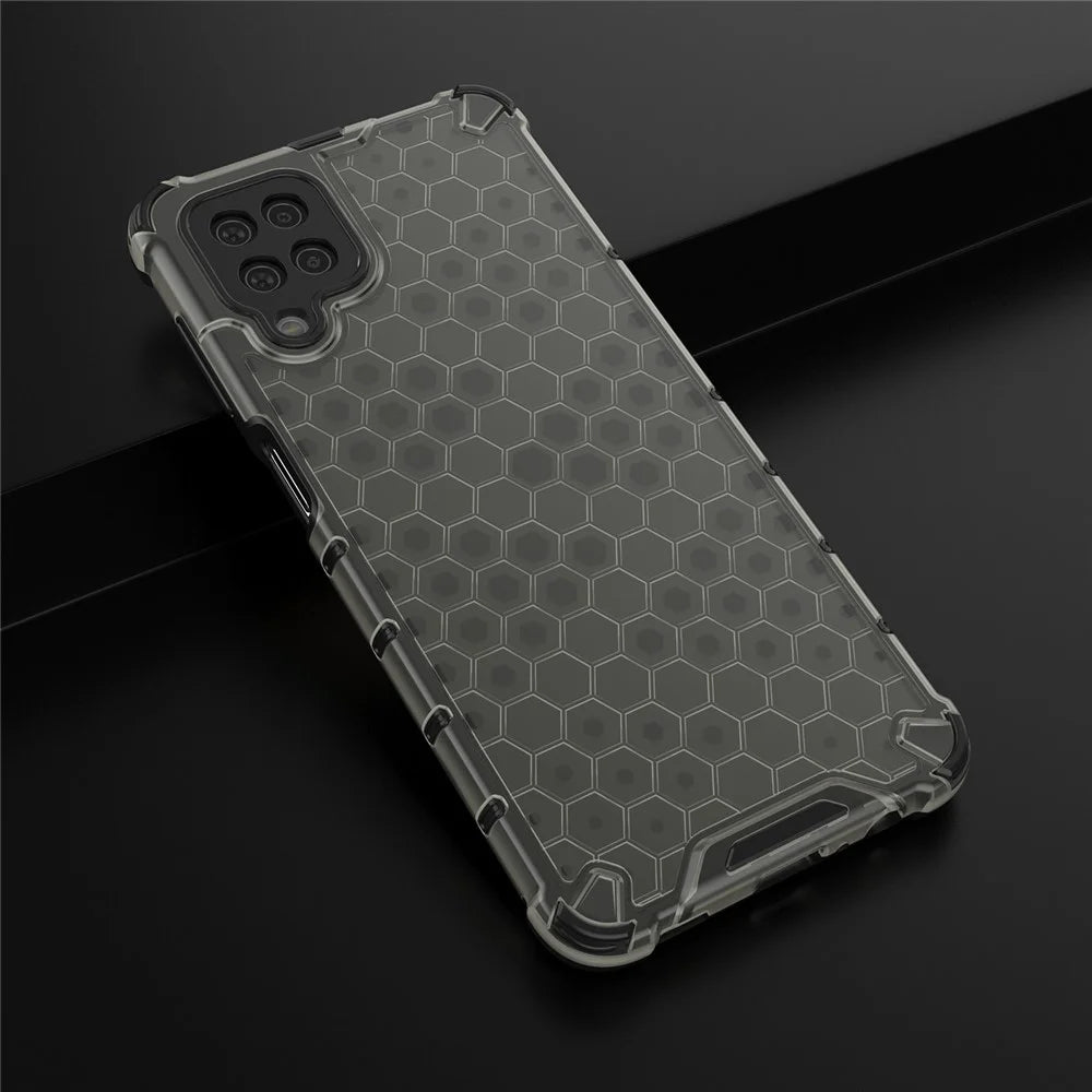 Honeycomb Pattern for Samsung Galaxy A12 Shock-proof TPU + PC Combo Case - Black - 4